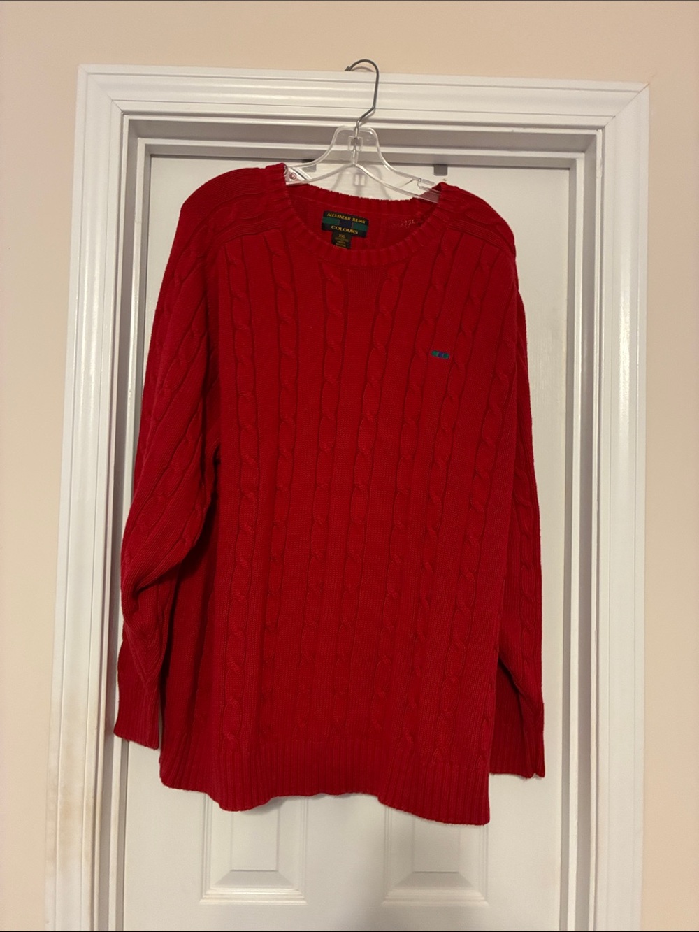 Men’s 2XL Alexander Julian Red Cable Knit Crewneck Sweater